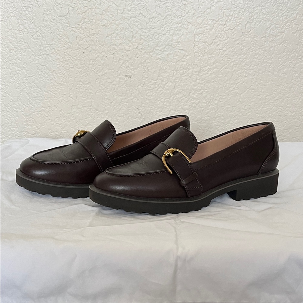 Cole Haan Brown Loafers with Gold Buckle